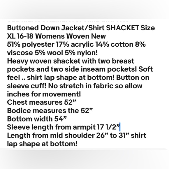 TIME and TRU Buttoned Down Jacket/Shirt SHACKET Size XL 16-18 Womens Woven New - Picture 9 of 9